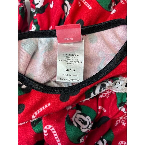Disney Girls Mickey Mouse Christmas Fleece Pajama Dress Gown 2T Fire Resistant - Picture 6 of 10